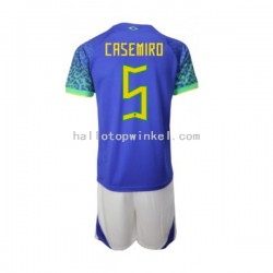 Brazilië Voetbalshirt Casemiro 5 Kleuters/Kids Uit Tenue WK 2022 Korte Mouw