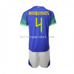 Brazilië Voetbalshirt Marquinhos 4 Kleuters/Kids Uit Tenue WK 2022 Korte Mouw
