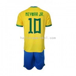 Brazilië Voetbalshirt Neymar JR 10 Kleuters/Kids Thuis Tenue WK 2022 Korte Mouw