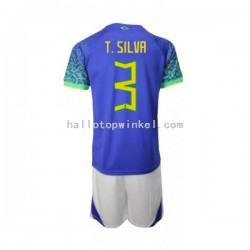 Brazilië Voetbalshirt Thiago Silva 3 Kleuters/Kids Uit Tenue WK 2022 Korte Mouw
