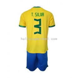 Brazilië Voetbalshirt Thiago Silva 3 Kleuters/Kids Thuis Tenue WK 2022 Korte Mouw