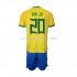 Brazilië Voetbalshirt Vinicius Junior 20 Kleuters/Kids Thuis Tenue WK 2022 Korte Mouw