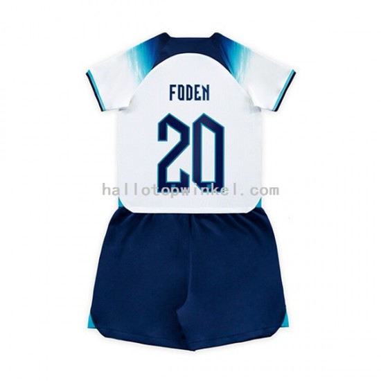 Engeland Voetbalshirt Foden 20 Kleuters/Kids Thuis Tenue WK 2022 Korte Mouw