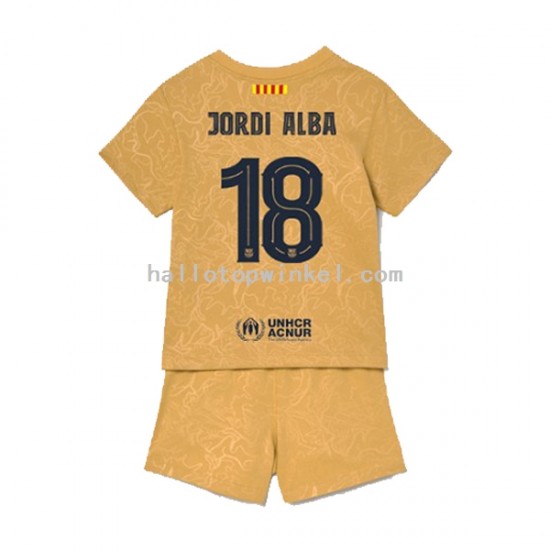 FC Barcelona Voetbalshirt Jordi Alba 18 Kleuters/Kids Uit Tenue 2022-2023 Korte Mouw