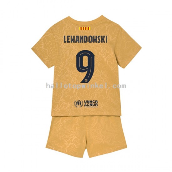 FC Barcelona Voetbalshirt Lewandowski 9 Kleuters/Kids Uit Tenue 2022-2023 Korte Mouw