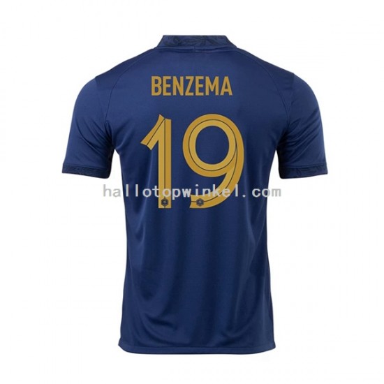 Frankrijk Voetbalshirt Benzema 19 Heren Thuis Tenue WK 2022 Korte Mouw