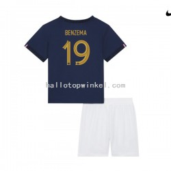Frankrijk Voetbalshirt Benzema 19 Kleuters/Kids Thuis Tenue WK 2022 Korte Mouw