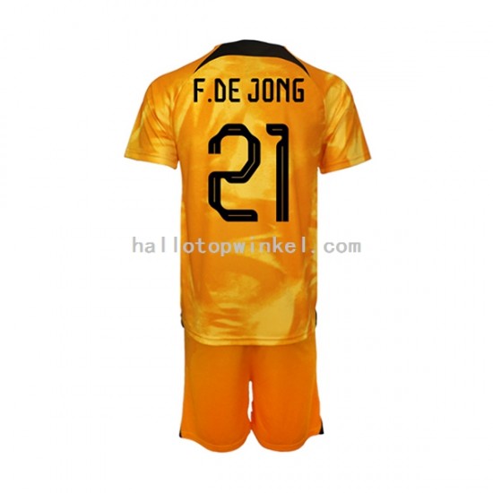 Nederland Voetbalshirt Frenkie de Jong 21 Kleuters/Kids Thuis Tenue WK 2022 Korte Mouw