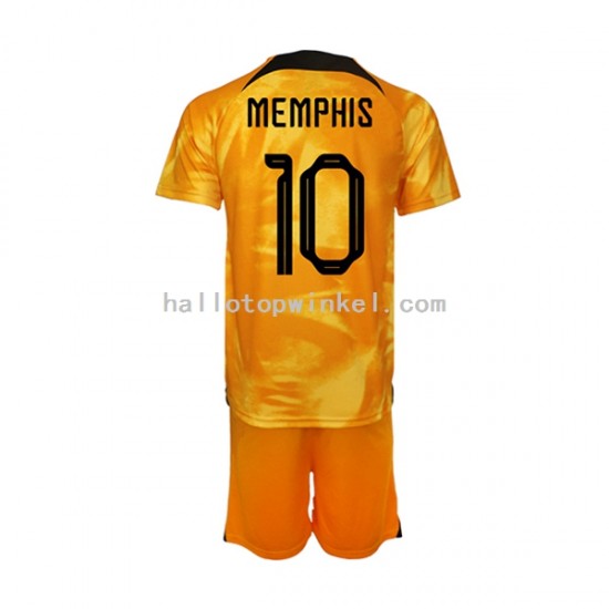 Nederland Voetbalshirt Memphis Depay 10 Kleuters/Kids Thuis Tenue WK 2022 Korte Mouw