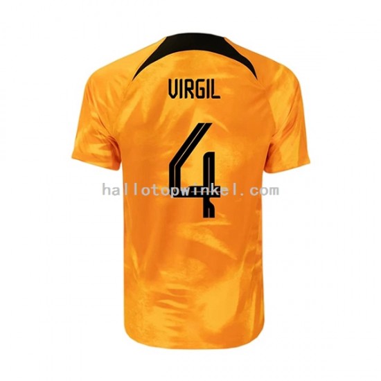 Nederland Voetbalshirt Virgil 4 Heren Thuis Tenue WK 2022 Korte Mouw
