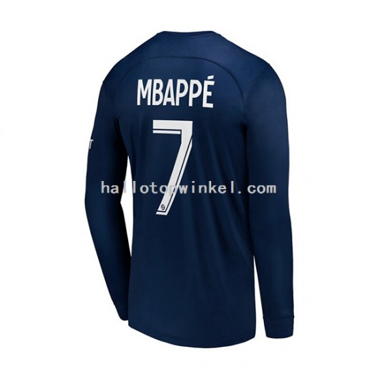 Paris Saint-Germain Voetbalshirt Mbappé 7 Heren Thuis Tenue 2022-2023 Lange Mouw