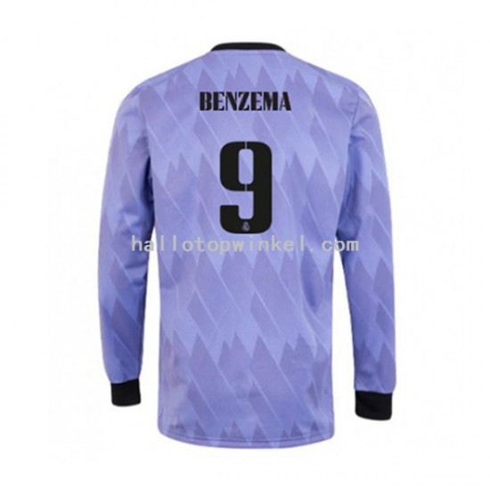 Real Madrid Voetbalshirt Karim Benzema 9 Heren Uit Tenue 2022-2023 Lange Mouw