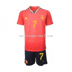 Spanje Voetbalshirt Alvaro Morata 7 Kleuters/Kids Thuis Tenue WK 2022 Korte Mouw