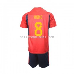 Spanje Voetbalshirt Koke 8 Kleuters/Kids Thuis Tenue WK 2022 Korte Mouw