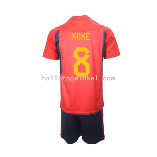 Spanje Voetbalshirt Koke 8 Kleuters/Kids Thuis Tenue WK 2022 Korte Mouw