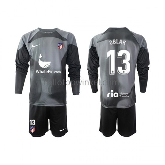 Atlético Madrid Voetbalshirt Jan Oblak 13 Doelman Kleuters/Kids Uit Tenue 2022-2023 Lange Mouw