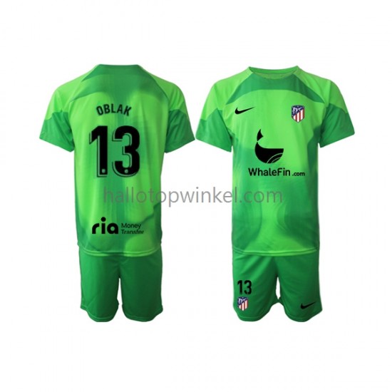 Atlético Madrid Voetbalshirt Jan Oblak 13 Doelman Kleuters/Kids Thuis Tenue 2022-2023 Korte Mouw