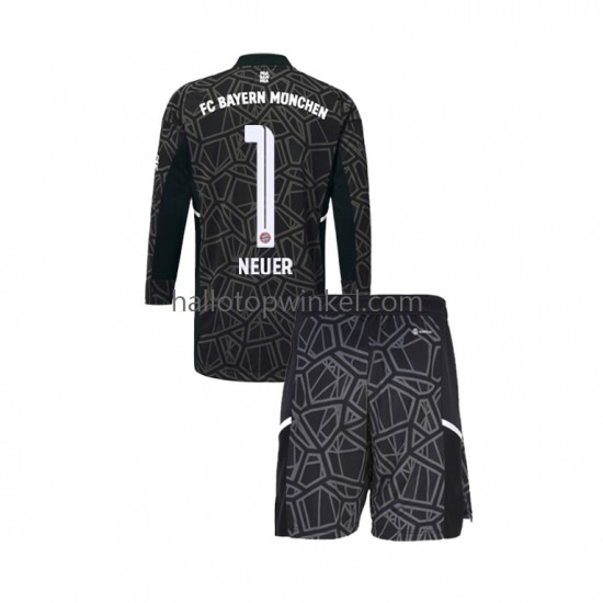 FC Bayern München Voetbalshirt Manuel Neuer 1 Doelman Kleuters/Kids Uit Tenue 2022-2023 Lange Mouw