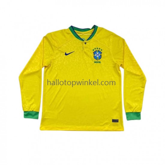Brazilië Voetbalshirt Heren Thuis Tenue WK 2022 Lange Mouw