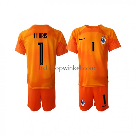 Frankrijk Voetbalshirt Hugo Lloris 1 Doelman Kleuters/Kids Uit Tenue WK 2022 Korte Mouw
