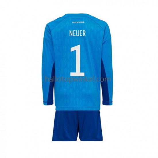 Duitsland Voetbalshirt Manuel Neuer 1 Doelman Kleuters/Kids Thuis Tenue WK 2022 Lange Mouw