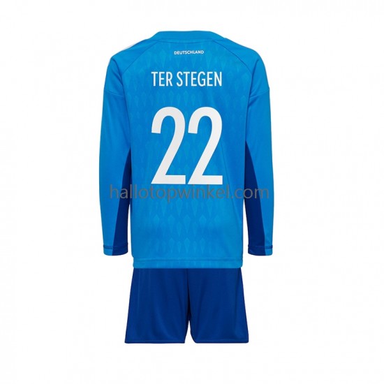 Duitsland Voetbalshirt ter Stegen 22 Doelman Kleuters/Kids Thuis Tenue WK 2022 Lange Mouw