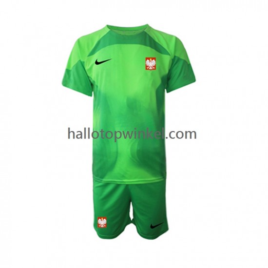 Polen Voetbalshirt Doelman Kleuters/Kids Thuis Tenue WK 2022 Korte Mouw