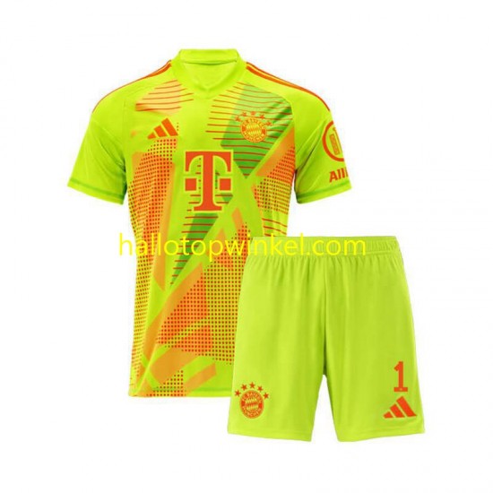 FC Bayern München Voetbalshirt Manuel Neuer 1 Doelman Kleuters/Kids Thuis Tenue 2024-2025 Korte Mouw