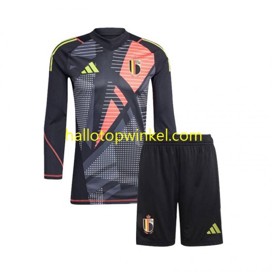 België Voetbalshirt Doelman Kleuters/Kids Thuis Tenue Euro 2024 Lange Mouw