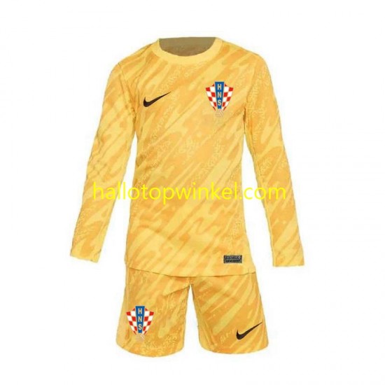 Kroatië Voetbalshirt Doelman Kleuters/Kids Thuis Tenue Euro 2024 Lange Mouw