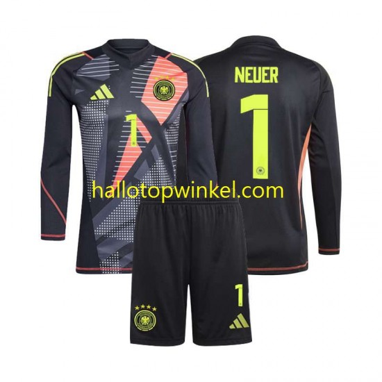 Duitsland Voetbalshirt Manuel Neuer 1 Doelman Kleuters/Kids Thuis Tenue Euro 2024 Lange Mouw