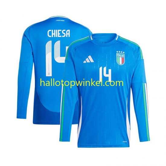 Italië Voetbalshirt Chiesa 14 Heren Thuis Tenue Euro 2024 Lange Mouw