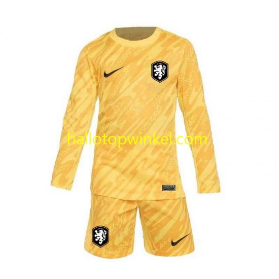 Nederland Voetbalshirt Doelman Kleuters/Kids Uit Tenue Euro 2024 Lange Mouw