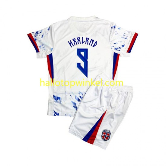 Noorwegen Voetbalshirt Erling Haaland 9 Kleuters/Kids Uit Tenue 2024 Korte Mouw