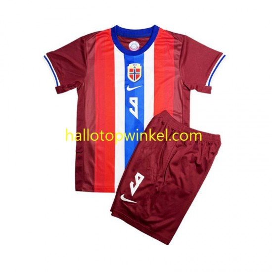 Noorwegen Voetbalshirt Erling Haaland 9 Kleuters/Kids Thuis Tenue 2024 Korte Mouw